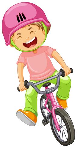 Un niño andar en bicicleta vector