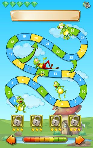 Game template with frogs in field background vector