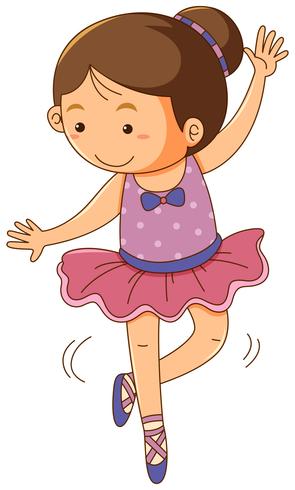 Girl in pink ballet outfit on white background vector