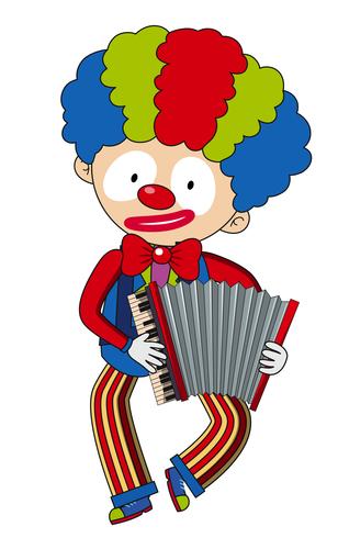 Feliz payaso tocando el acordeon vector