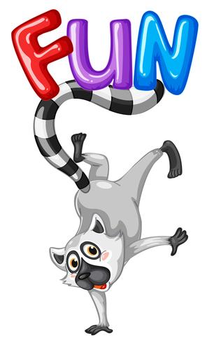 Lindo lemur y palabra divertido vector