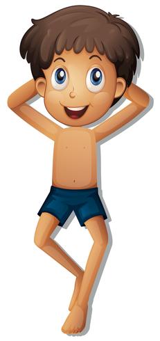 a boy tanning on white background vector