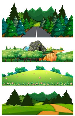 A set of beautiful landscape template vector