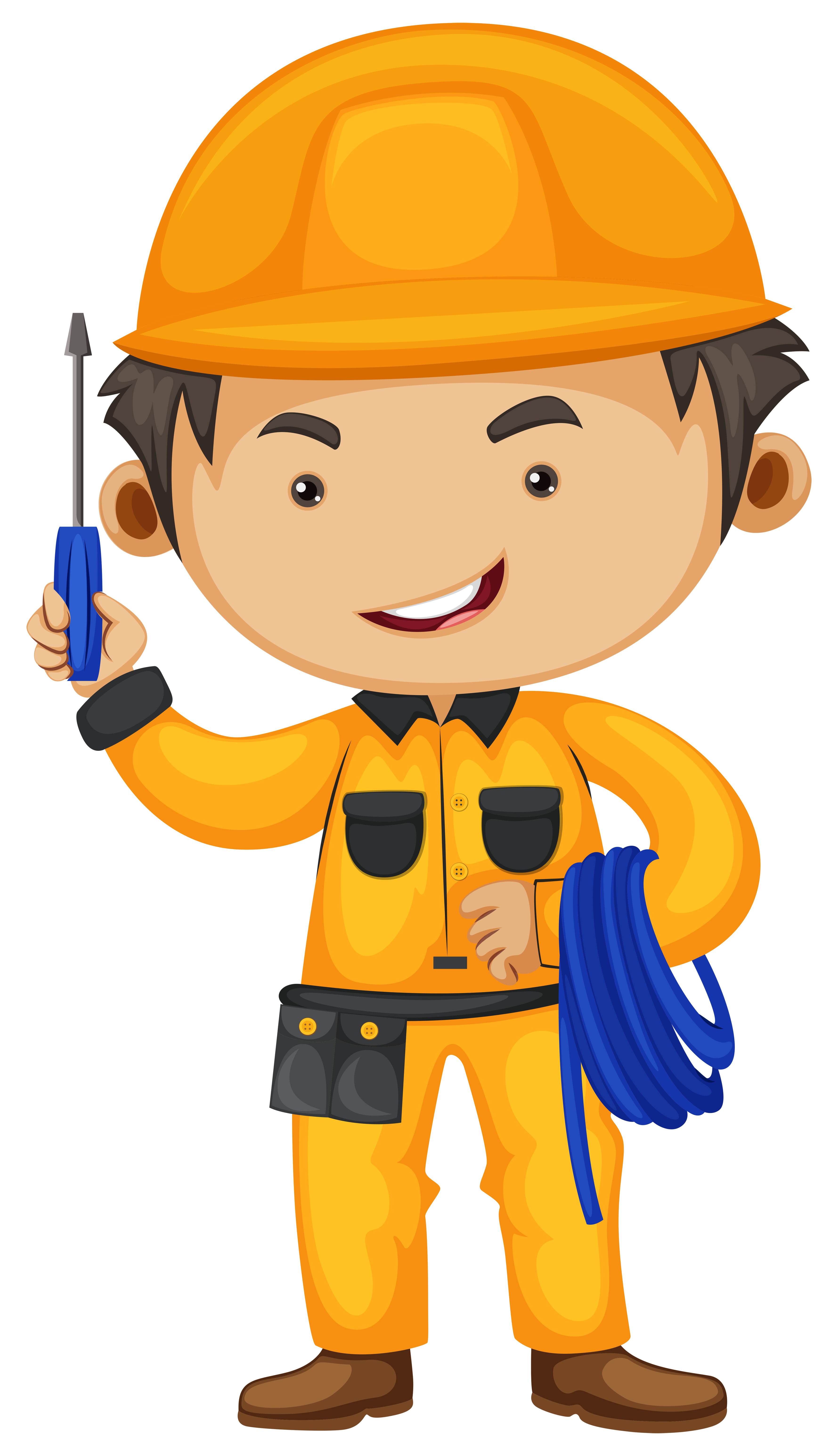 Electrician holding screwdriver and wire 559737 Vector Art