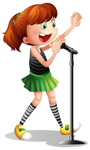 Girl singing on the microphone vector