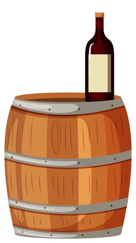 Berrel de madera y vino tinto. vector