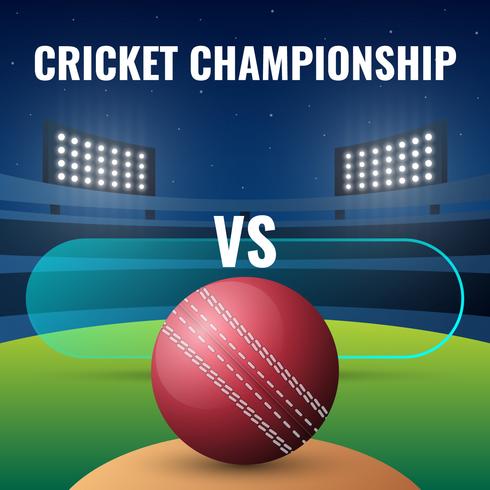 Live Cricket Championship Banner With Ball And Night Stadium Background vector