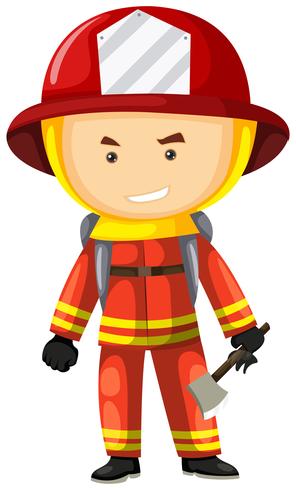 Fire fighter in safety uniform vector