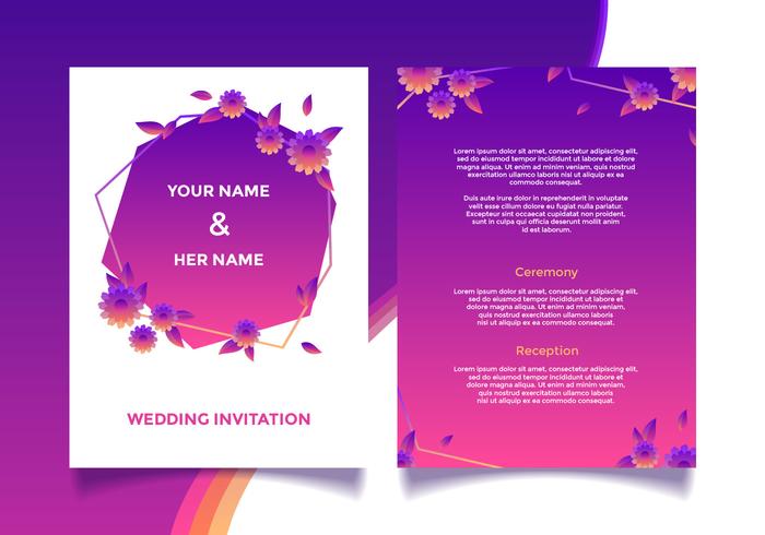 Floral Wedding Invitation Card Vector