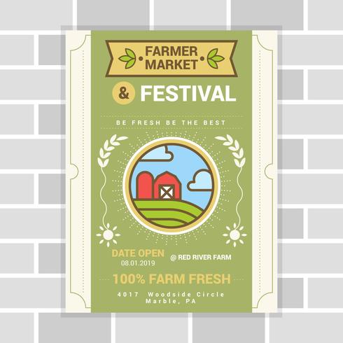 Cute Flyer Design Farmers Market Vector	