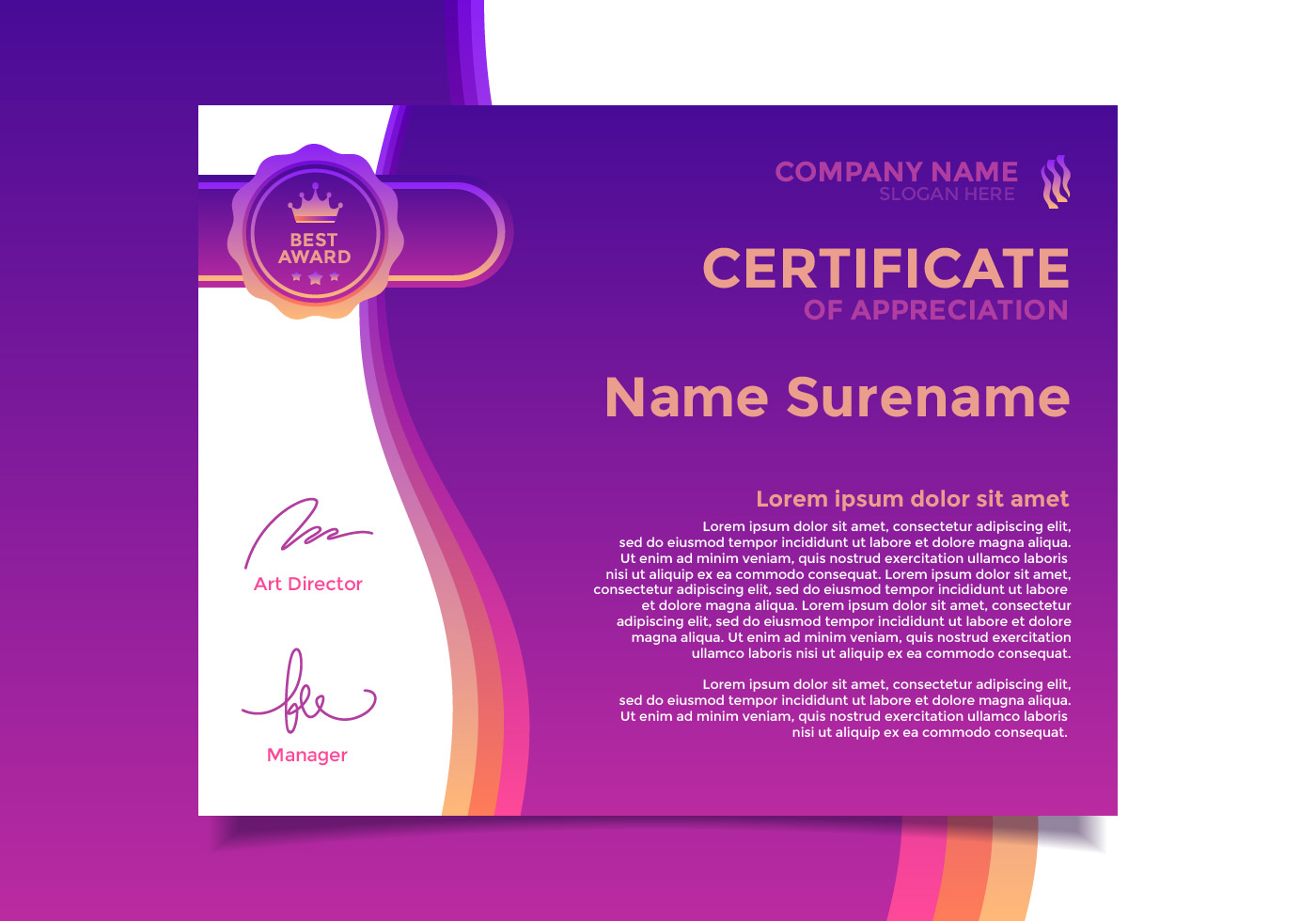 Certificate Of Appreciation Template Vector 559817 Vector Art At Vecteezy