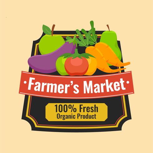 label style flyer design farmers market vector