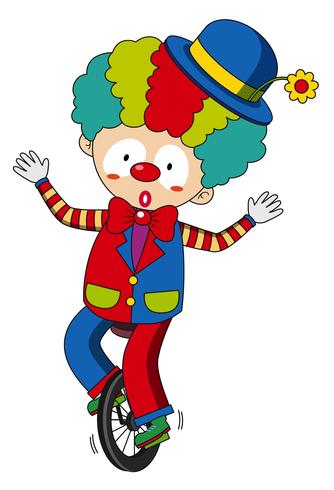 Happy clown riding on wheel vector