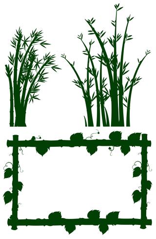 Silhouette frame with bamboo tree vector