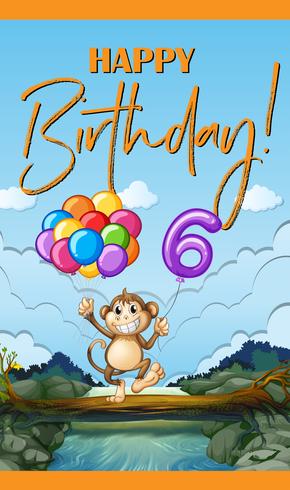 Birthday card for six years old vector