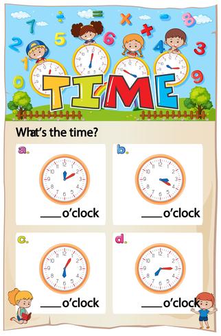 Mathematics Worksheet Time Chapter with Picture vector