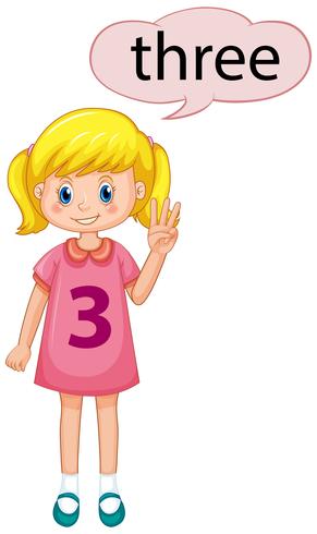 Girl showing number three vector