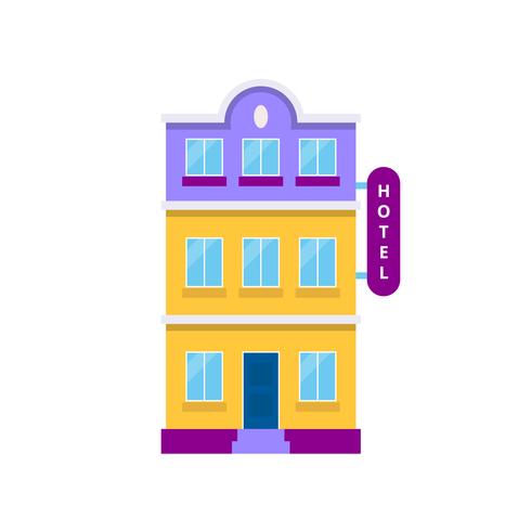 Edificio del hotel, ilustración vectorial aislado en estilo plano ...