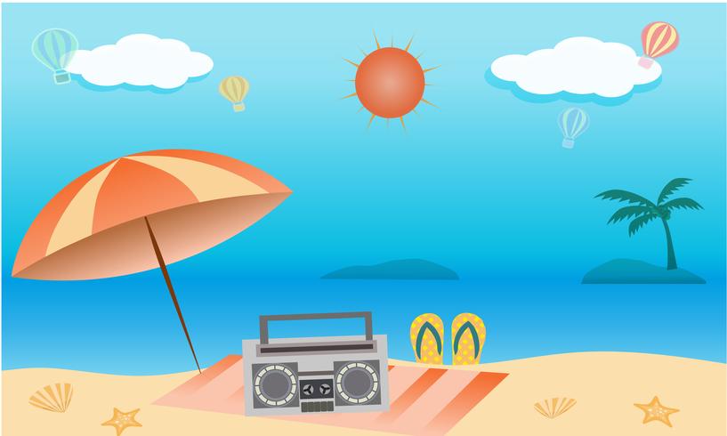 Vector of summer beach activity concept, welcome to holiday summer