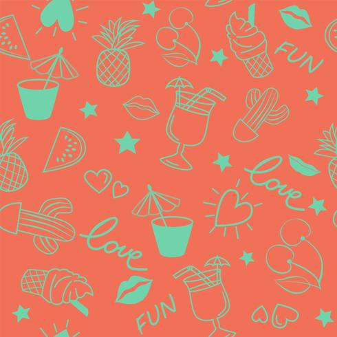 Seamless summer pattern on pink background vector