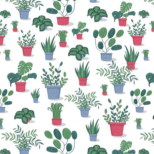 Potted Plants Pattern vector