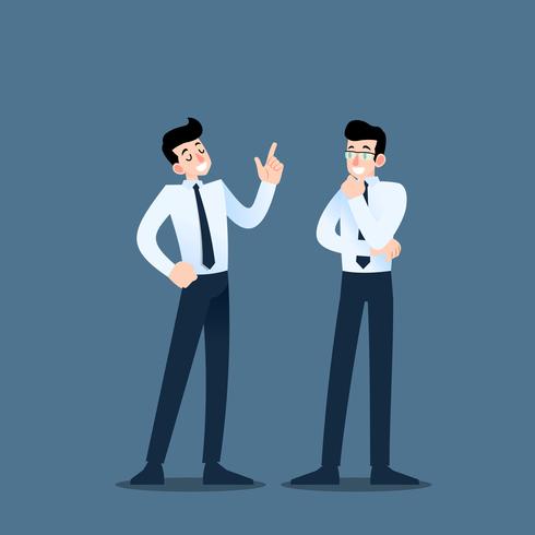 Two businessmen discussing each other. The employee talk with team about business ideas or about commercial organization. vector