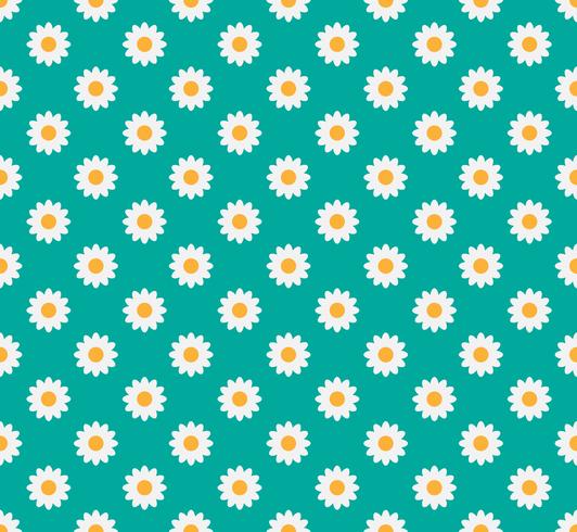 Seamless pattern of daisy flower on a pastel green background - Vector illustration 