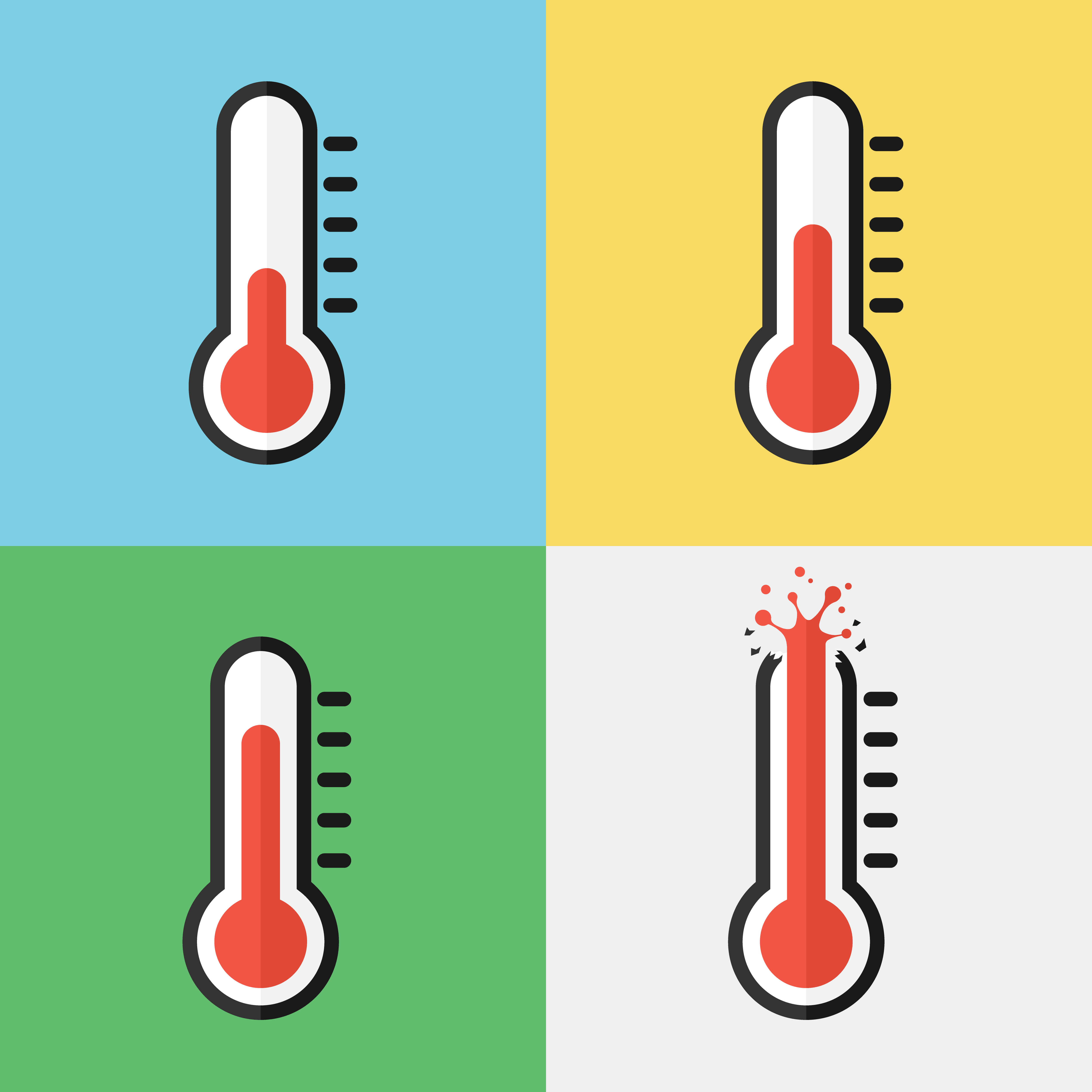 Broken thermometer Overheat Flat design 560290 Vector Art at Vecteezy