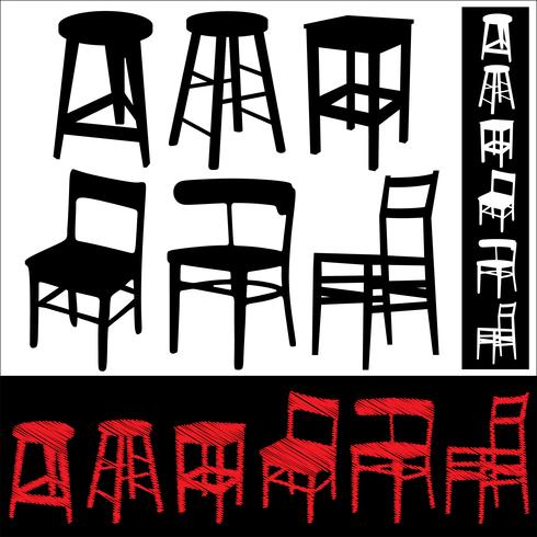 Set of chairs and stools vector