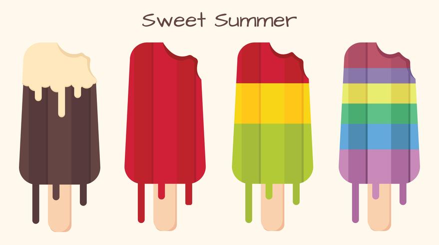 Ice cream sweet summer dessert, Flat design vector