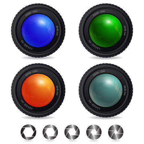 Camera lens with different shutter apertures vector