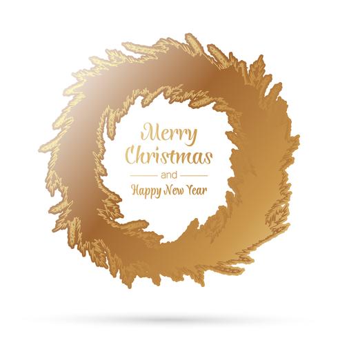 Gold christmas wreath vector