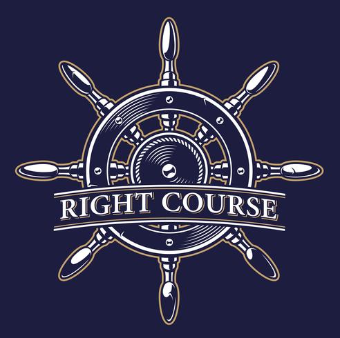 Vector illustration of a Ship's wheel on the dark background