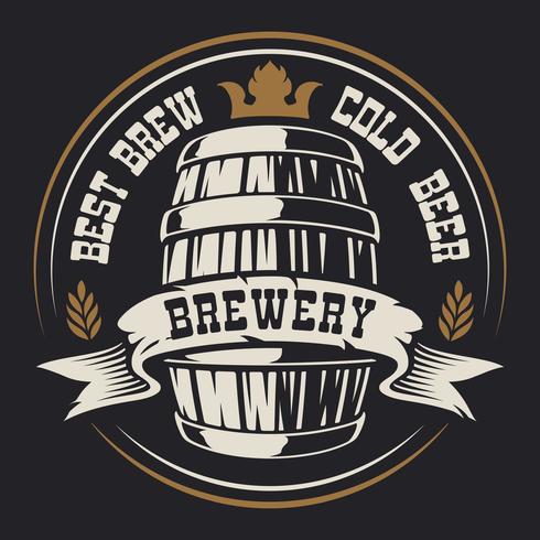 Badge with a barrel of beer vector