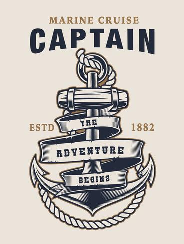 Vector illustration with anchor and rope