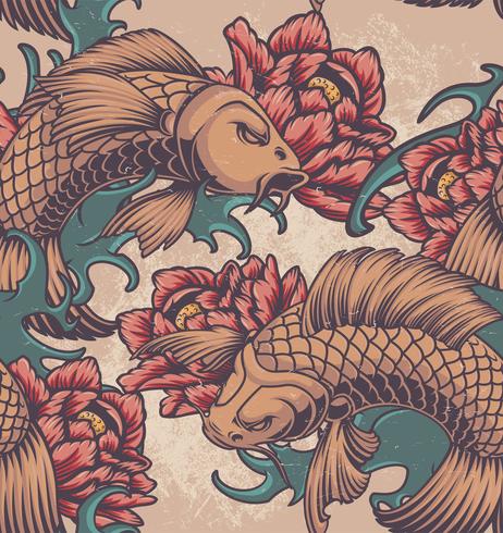 Seamless pattern on the Japanese theme vector