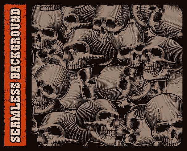 black and white seamless pattern of skulls vector