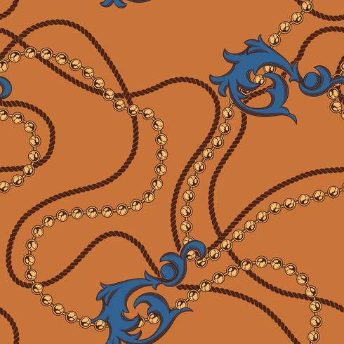 Seamless pattern of chains and elements baroque vector