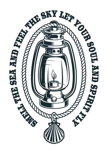 Vector illustration of a kerosene lamp with rope