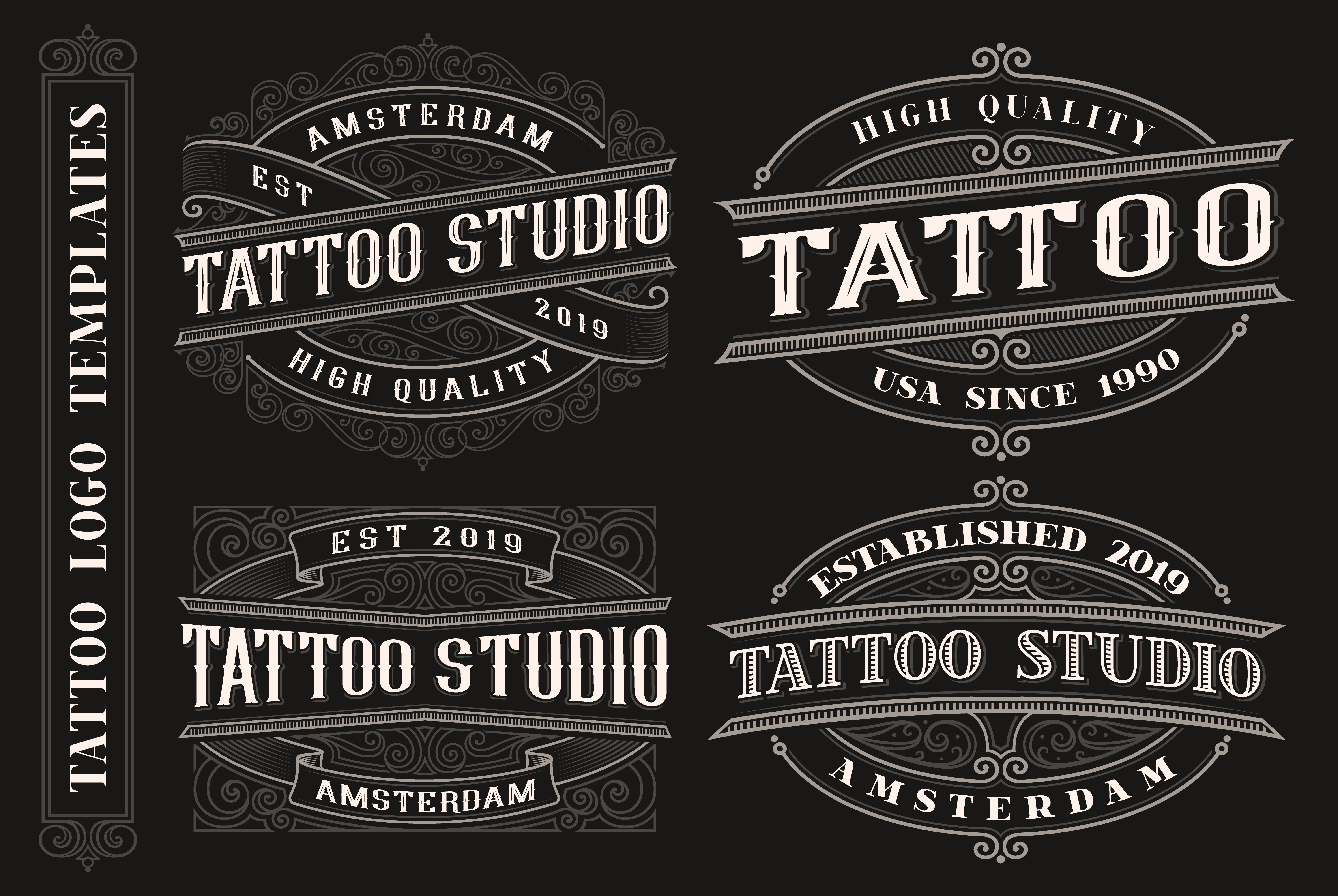 Download Set of vintage tattoo emblems, logos, badges. 560819 ...
