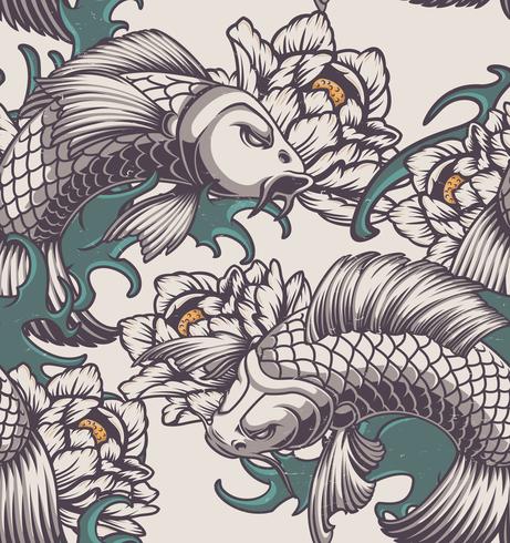 Seamless pattern on the Japanese theme vector