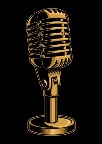 Vector illustration of color microphone on dark background