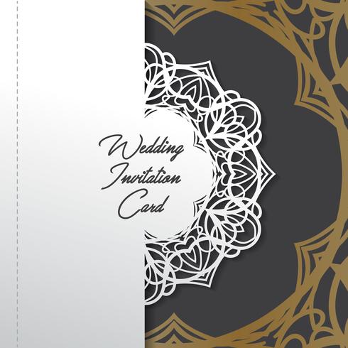 Tarjeta de invitación de boda papel cortado diseño vector