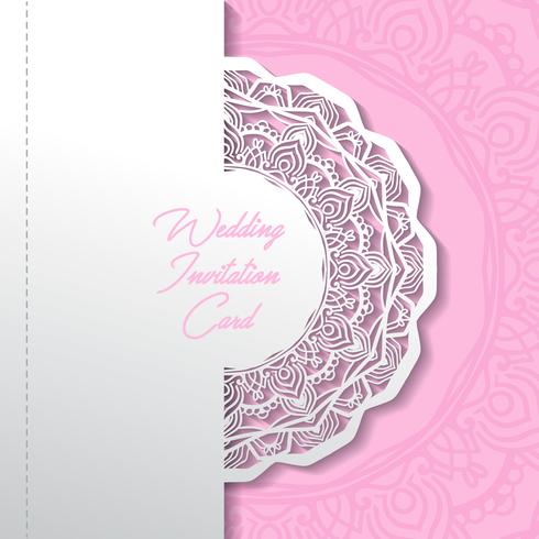 Tarjeta de invitación de boda papel cortado diseño vector