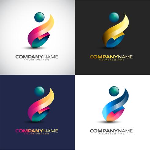 Plantilla de logotipo 3D personas abstractas para la marca de su empresa vector