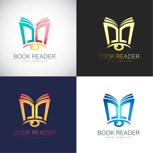 Plantilla de logotipo de 3D Book Reader abstracta para la marca de su empresa vector