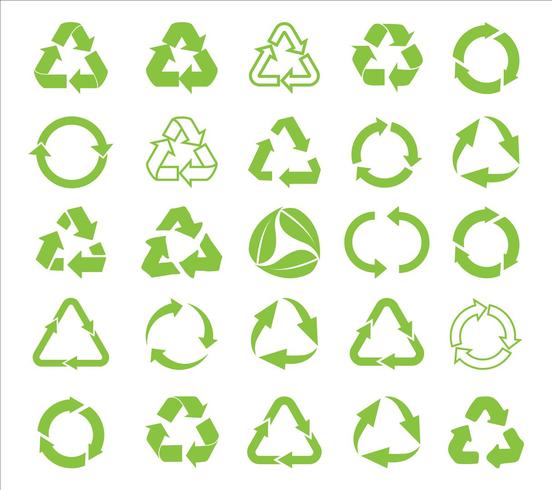 Recicle el icono del vector. Reciclar Reciclar conjunto símbolo ilustración - Vector