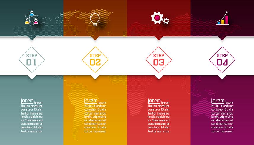 Barras de colores con infografías de iconos de negocios. vector