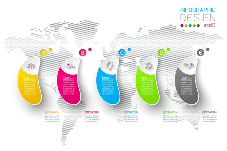 Business infographic with 5 steps. vector