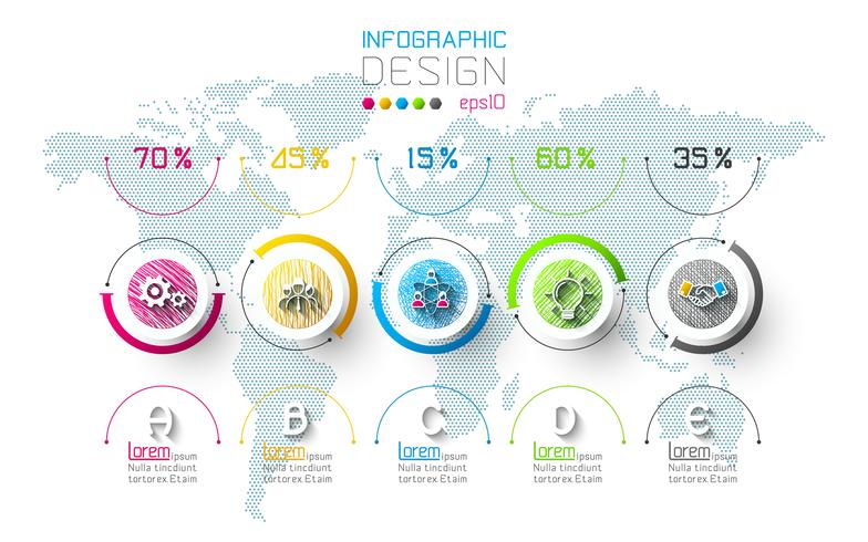 Infografía de negocios con 5 pasos. vector